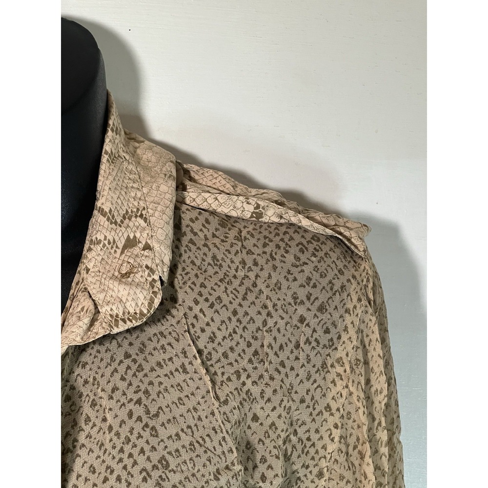 Vera Cristina 100% Silk Button Up Top Snake Print Animal Sexy Chiq Slim Petite View 6